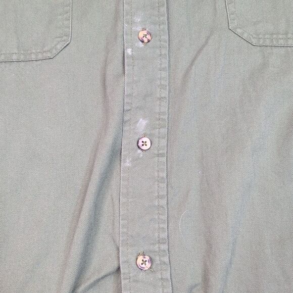 Vintage Wrangler Shirt 3XL Green Casual Chore Work Button Up Pocket Safari - Picture 11 of 12